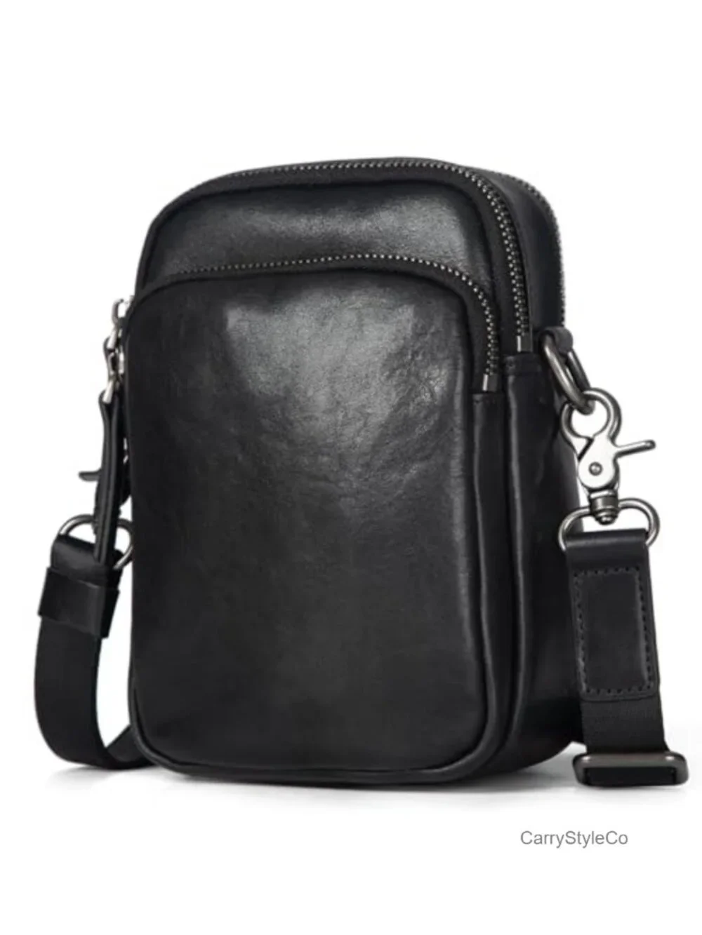 Full-Grain Leather Messenger Crossbody Bag for Men Adjustable Strap Work